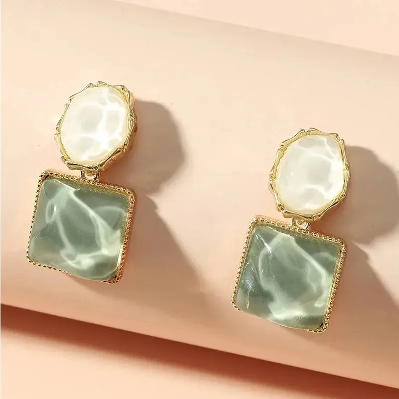 Pink Orange Round Square Drop Earrings Anna Kay Co
