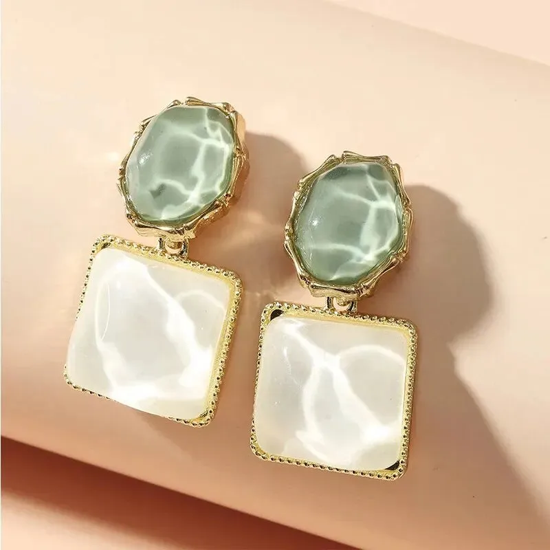 Pink Orange Round Square Drop Earrings Anna Kay Co