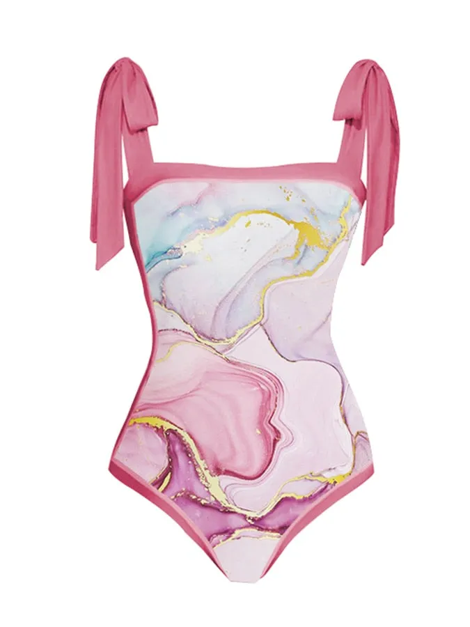 Pink Printed Retro Swimsuit/Cover Up Anna Kay Co