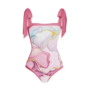 Pink Printed Retro Swimsuit/Cover Up Anna Kay Co