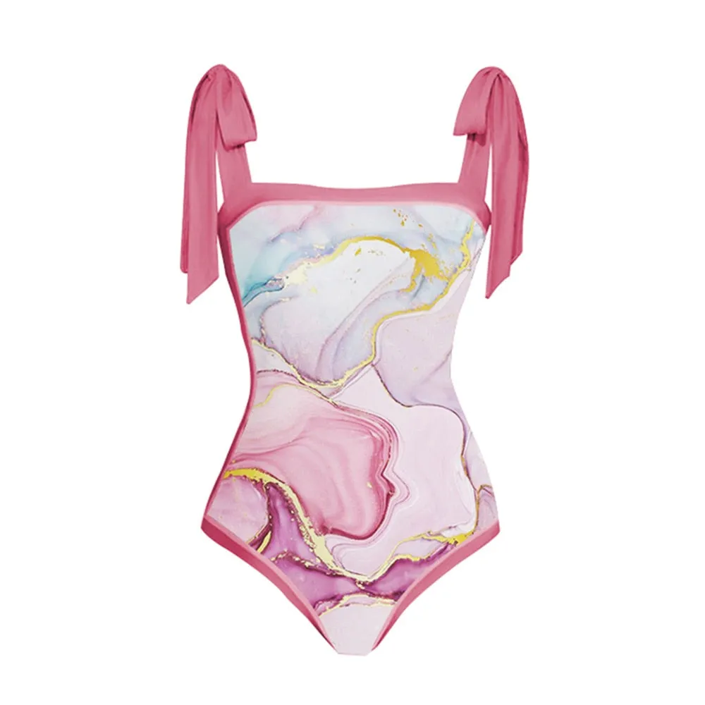 Pink Printed Retro Swimsuit/Cover Up Anna Kay Co