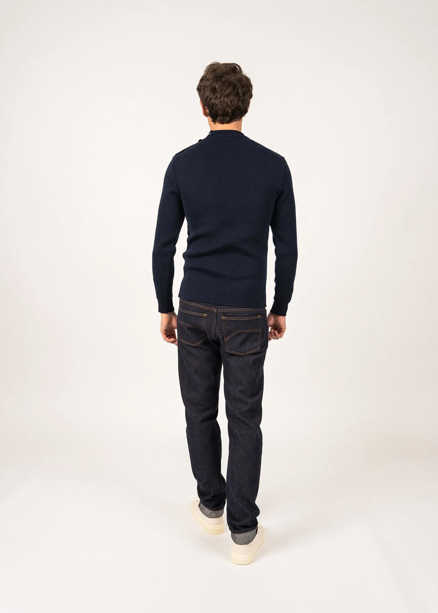 Pull marin uni Matelot - coupe ajuste (MARINE)