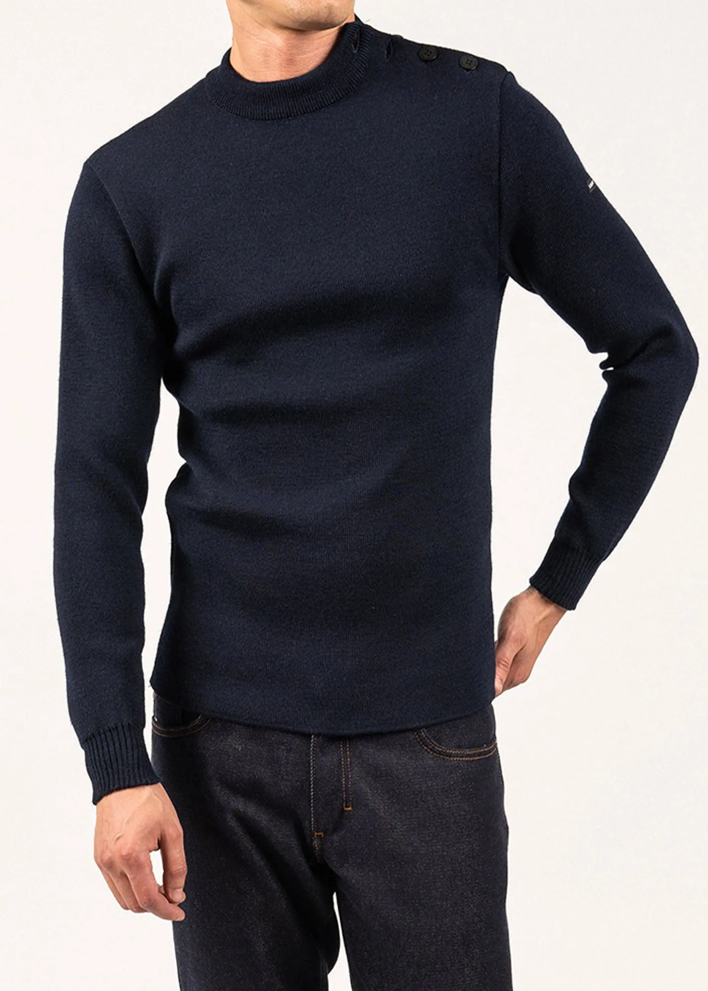Pull marin uni Matelot - coupe ajuste (MARINE)