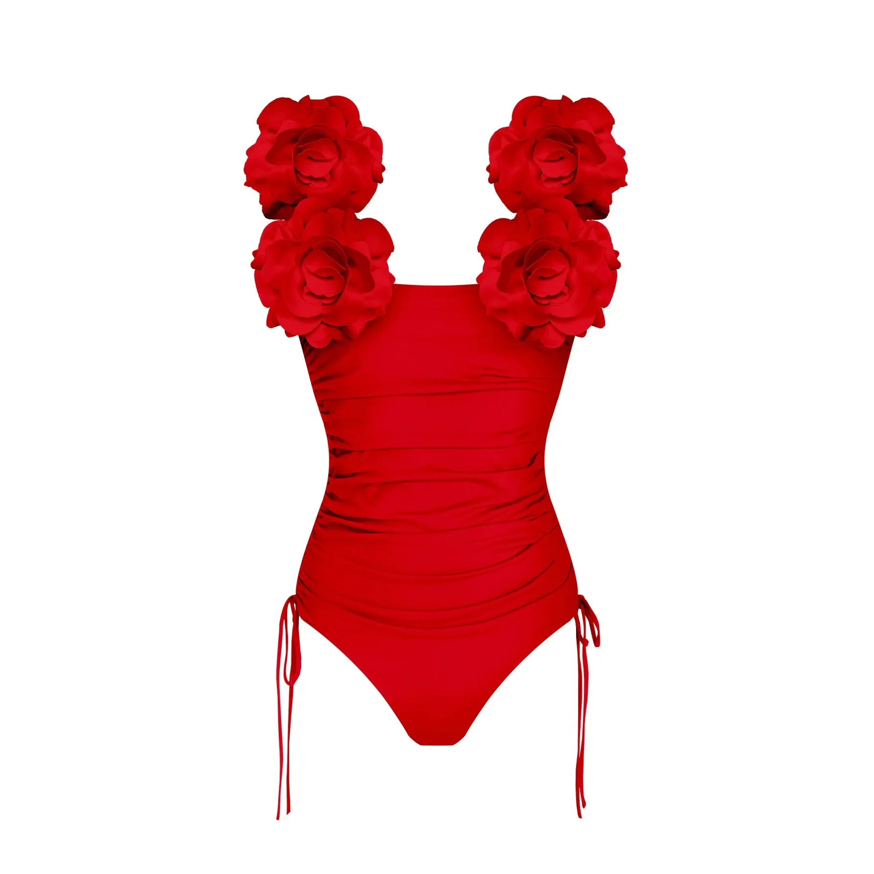 Red 3D Flower One piece Swimsuit Anna Kay Co