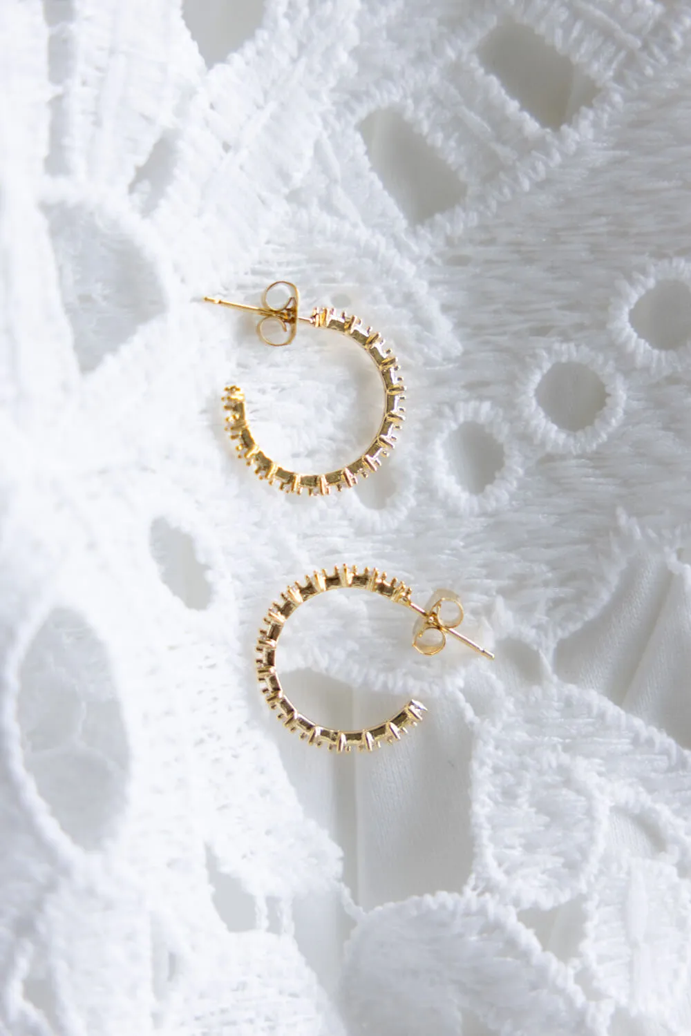 Rhinestone Gold Hoop Earrings for Women | E8248G
