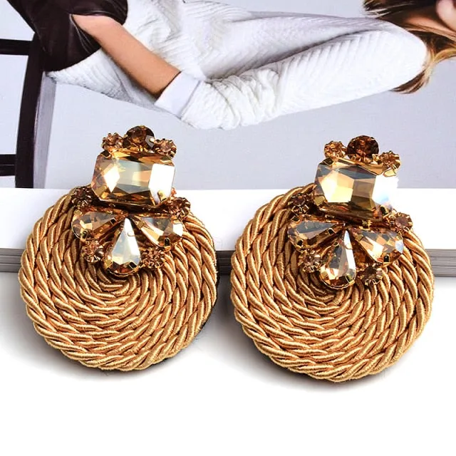 Rhinestone Round Earrings Anna Kay Co