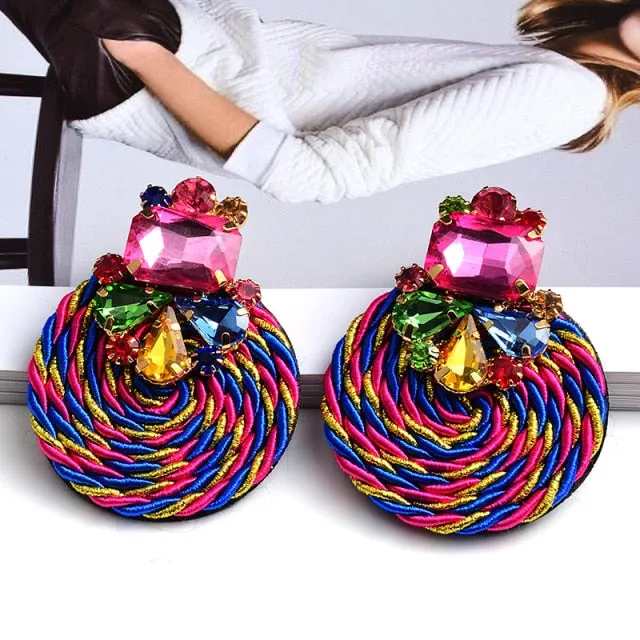 Rhinestone Round Earrings Anna Kay Co
