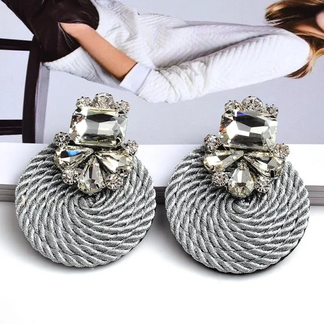 Rhinestone Round Earrings Anna Kay Co