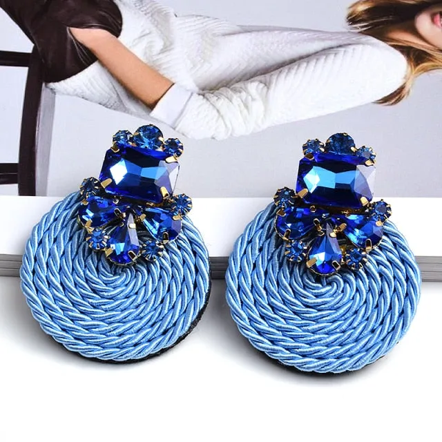 Rhinestone Round Earrings Anna Kay Co