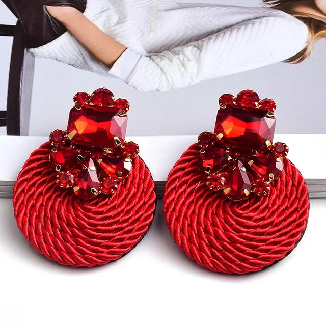 Rhinestone Round Earrings Anna Kay Co