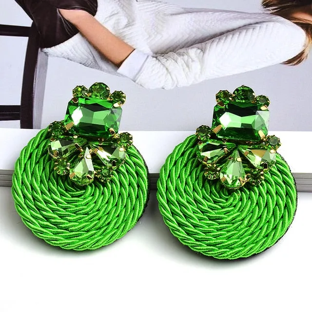 Rhinestone Round Earrings Anna Kay Co