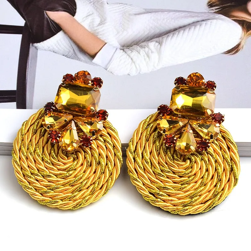 Rhinestone Round Earrings Anna Kay Co