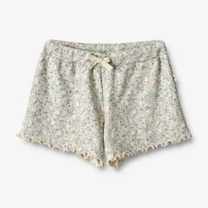 Rib Shorts Gertrud - sandshell mini flowers Wheat