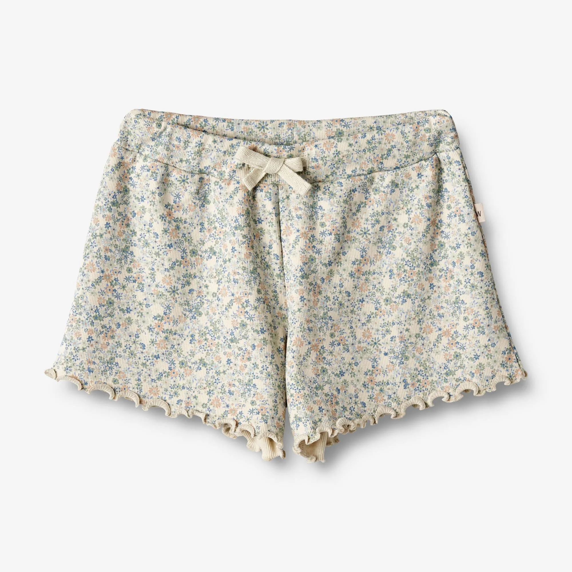 Rib Shorts Gertrud - sandshell mini flowers Wheat