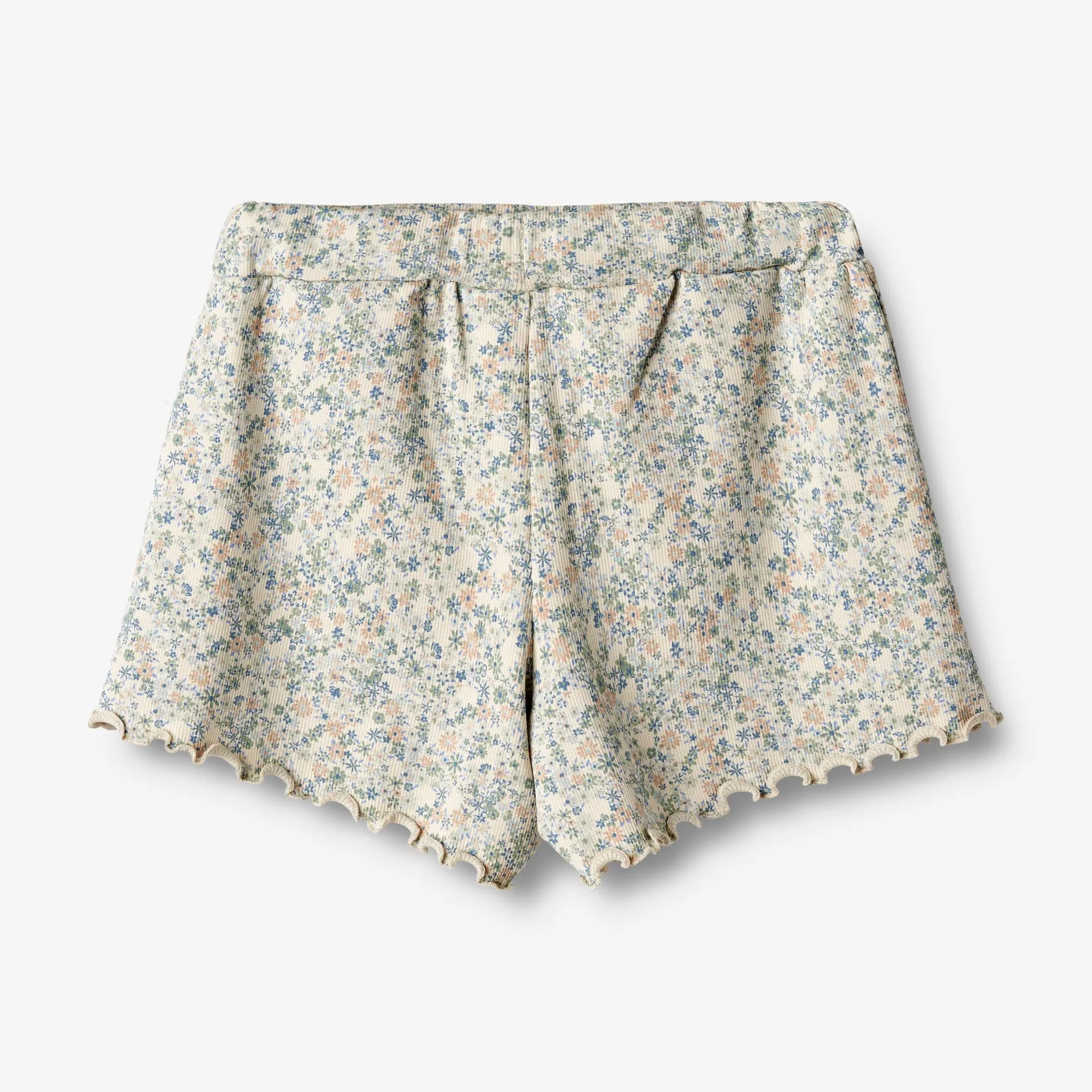 Rib Shorts Gertrud - sandshell mini flowers Wheat