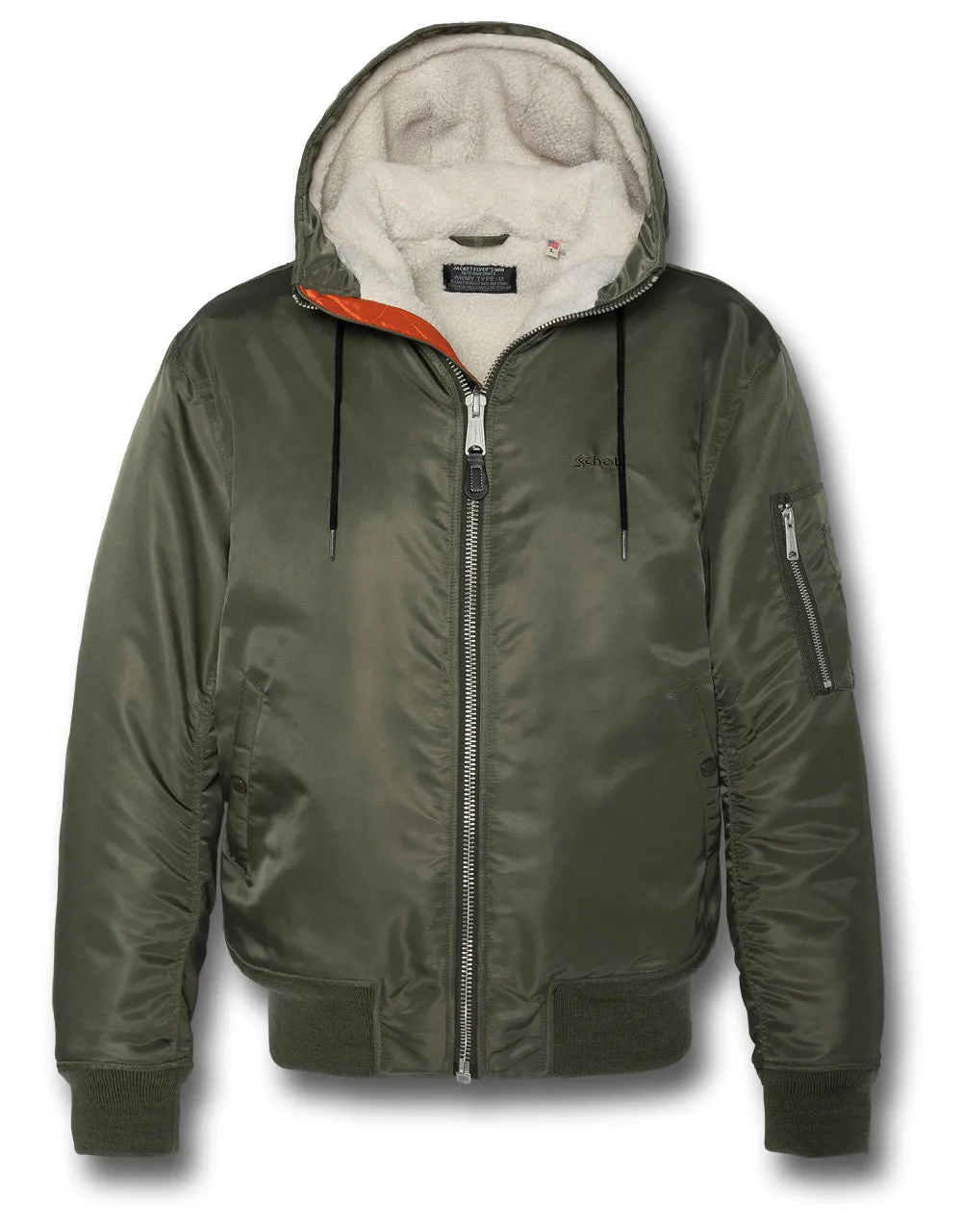 SCHOTT B19RS HOODED BOMBER JACKET Silvermans
