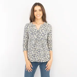 Seasalt Castor 3/4 Sleeves Grey Star Flower Organic Cotton Tops