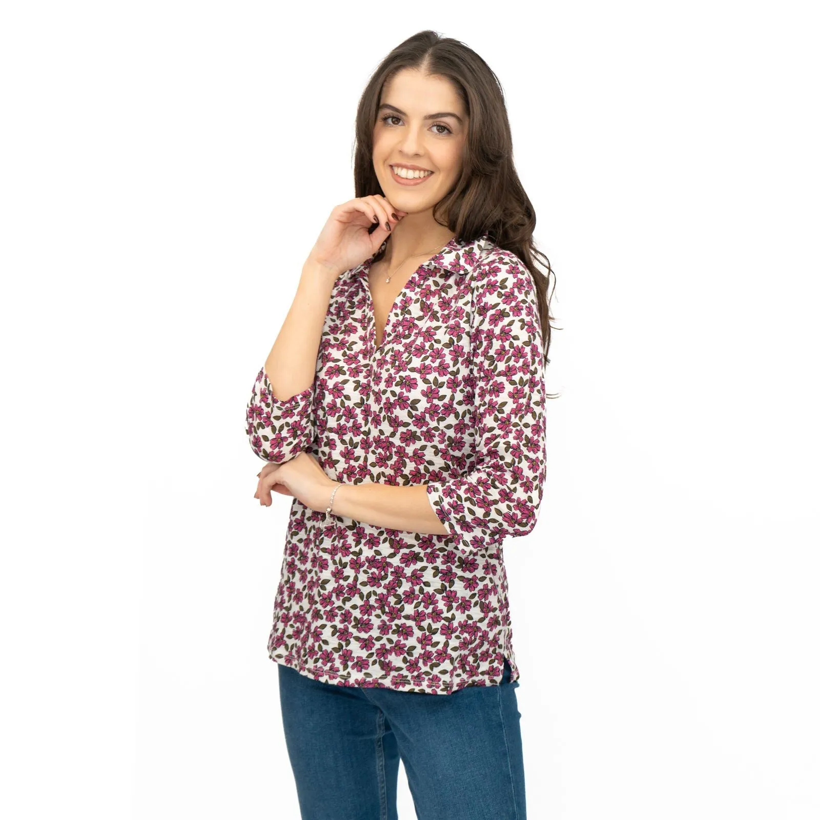 Seasalt Pink Wavecrest Blouse 3/4 Sleeve Tops