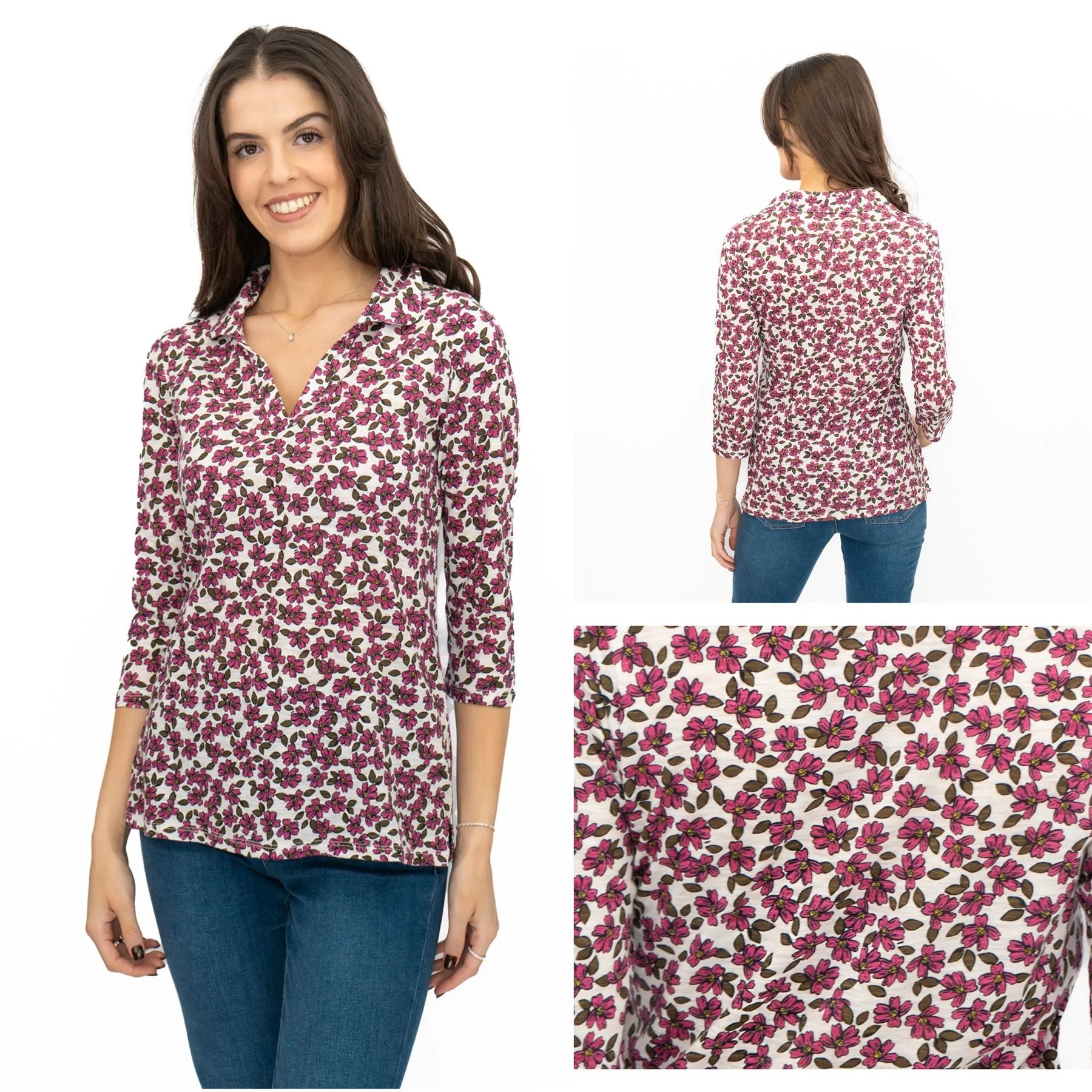 Seasalt Pink Wavecrest Blouse 3/4 Sleeve Tops