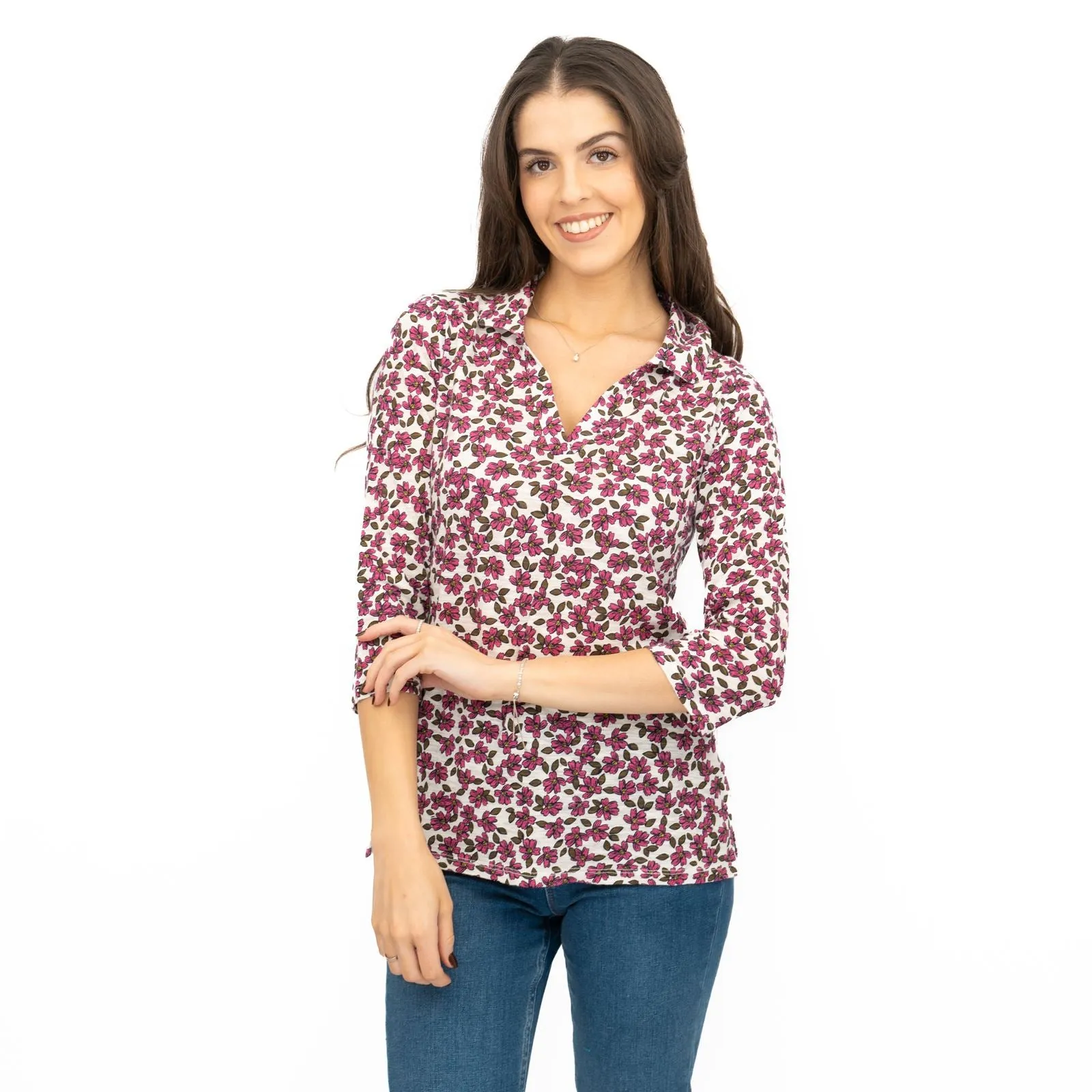 Seasalt Pink Wavecrest Blouse 3/4 Sleeve Tops