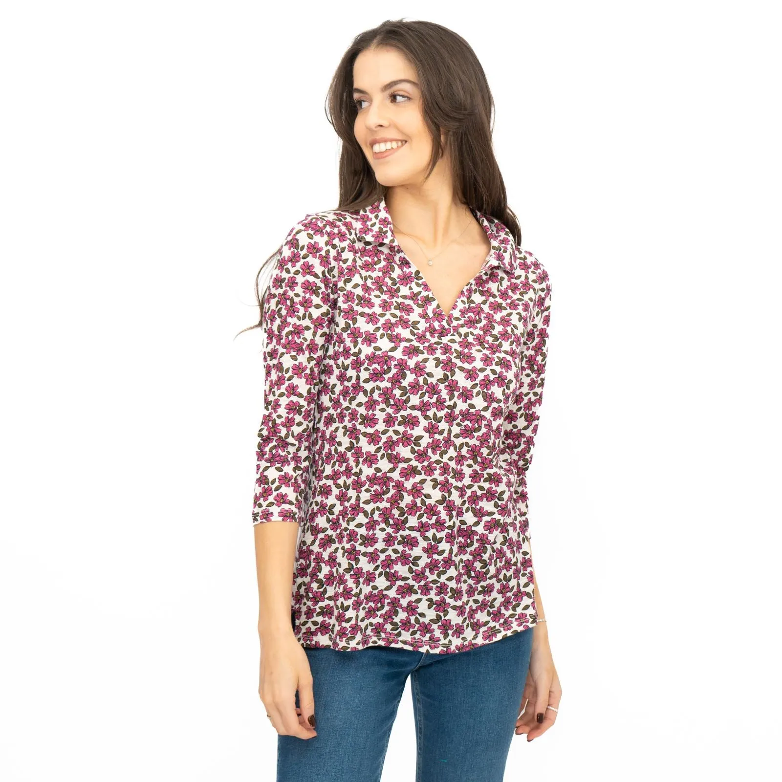 Seasalt Pink Wavecrest Blouse 3/4 Sleeve Tops