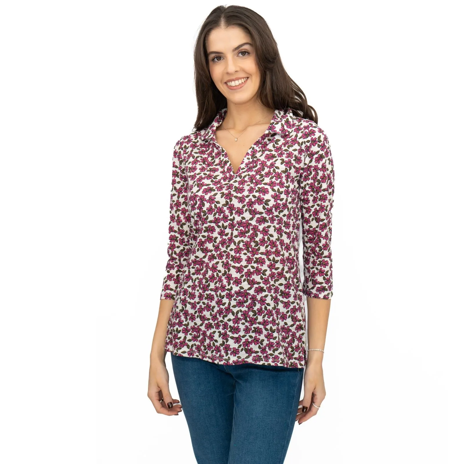Seasalt Pink Wavecrest Blouse 3/4 Sleeve Tops