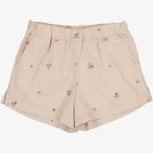 Shorts Eileen - embroidery flowers Wheat