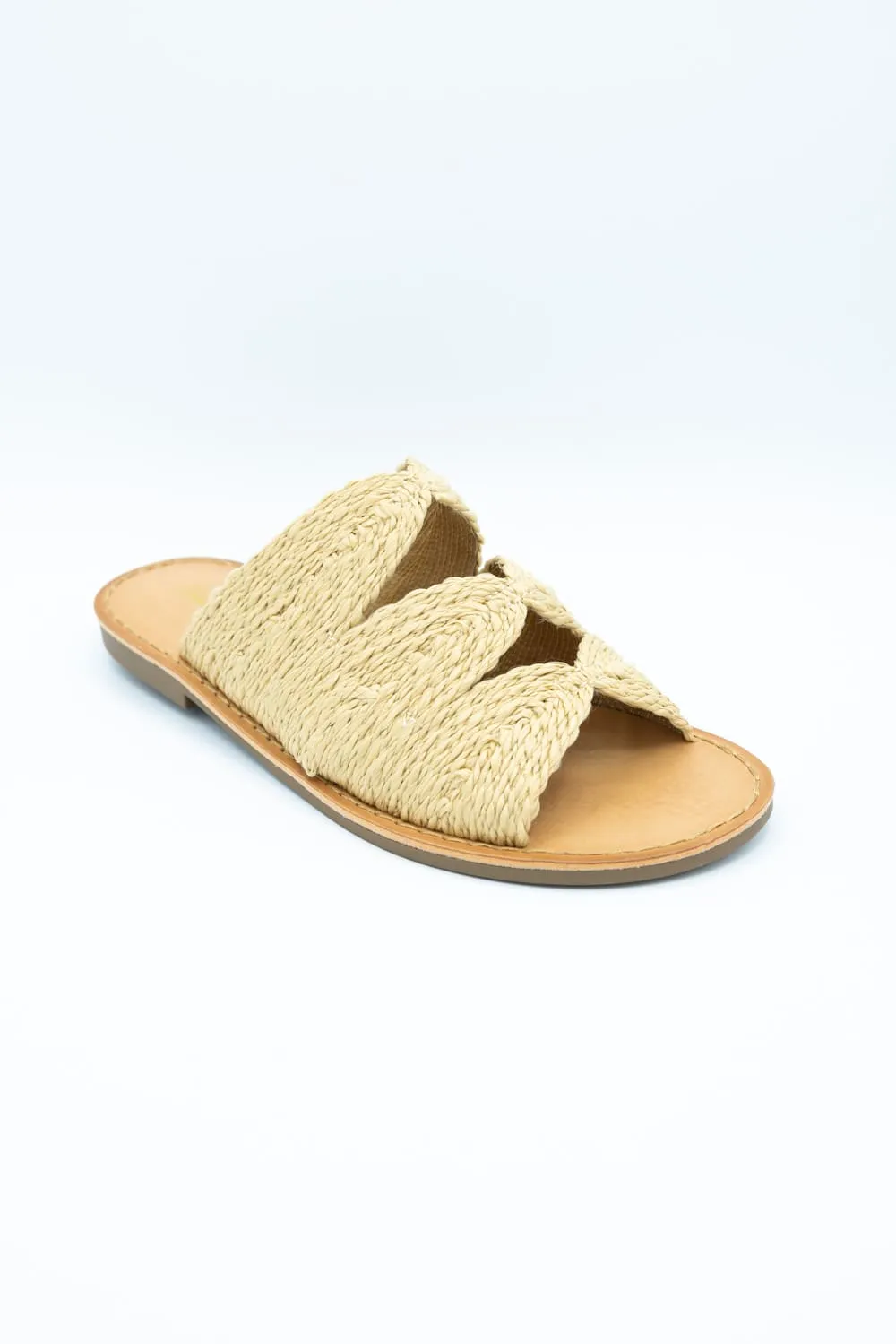Soda Takes Raffia Slide Sandals for Women in Tan | TAKES-S LT TAN