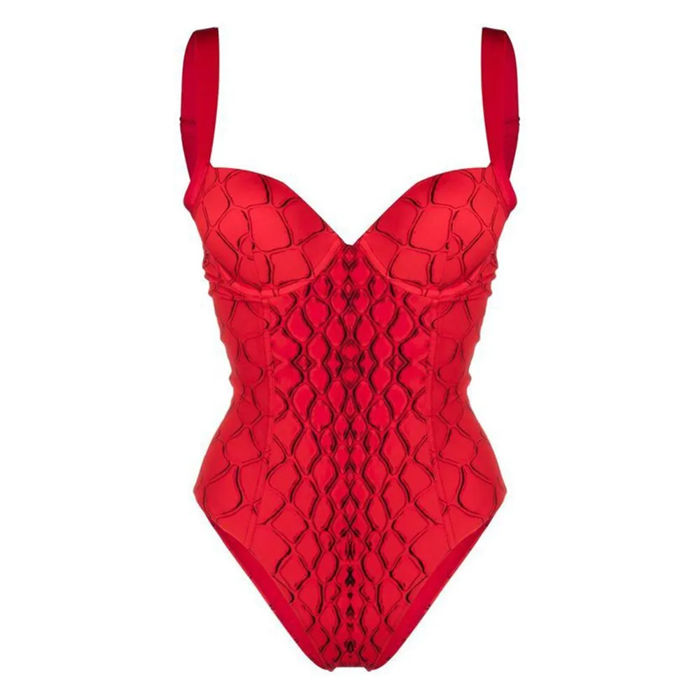 Solid Color Rhombus Textured Printed One-Piece Swimsuit/Cover Up Anna Kay Co