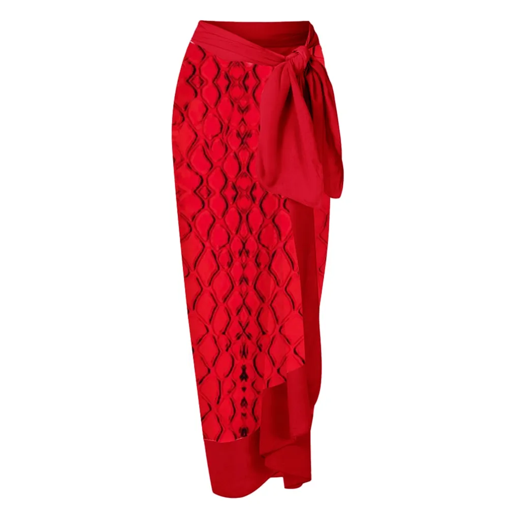 Solid Color Rhombus Textured Printed One-Piece Swimsuit/Cover Up Anna Kay Co