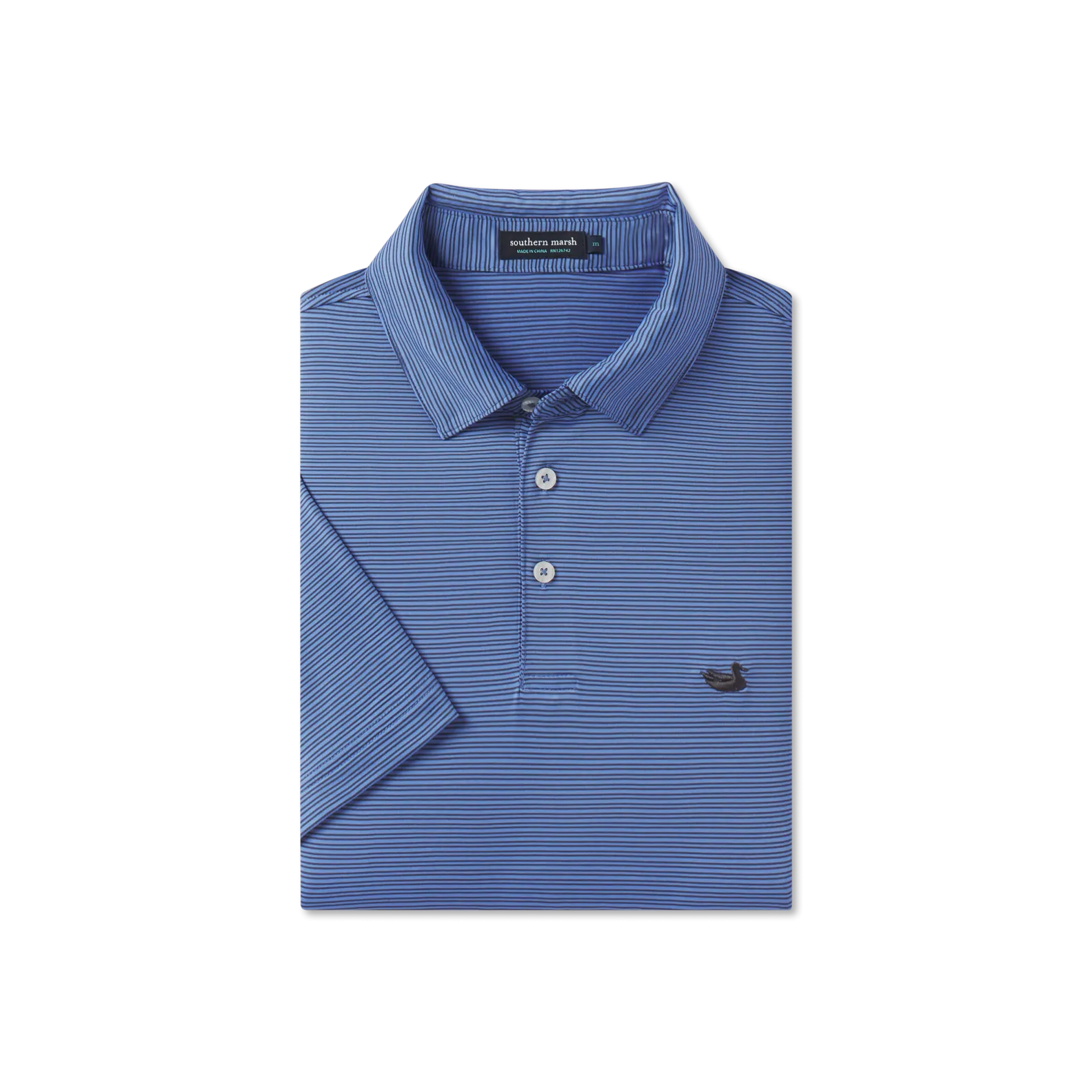 Southern Marsh 21 Bermuda Performance Polo - Clearwater Stripe