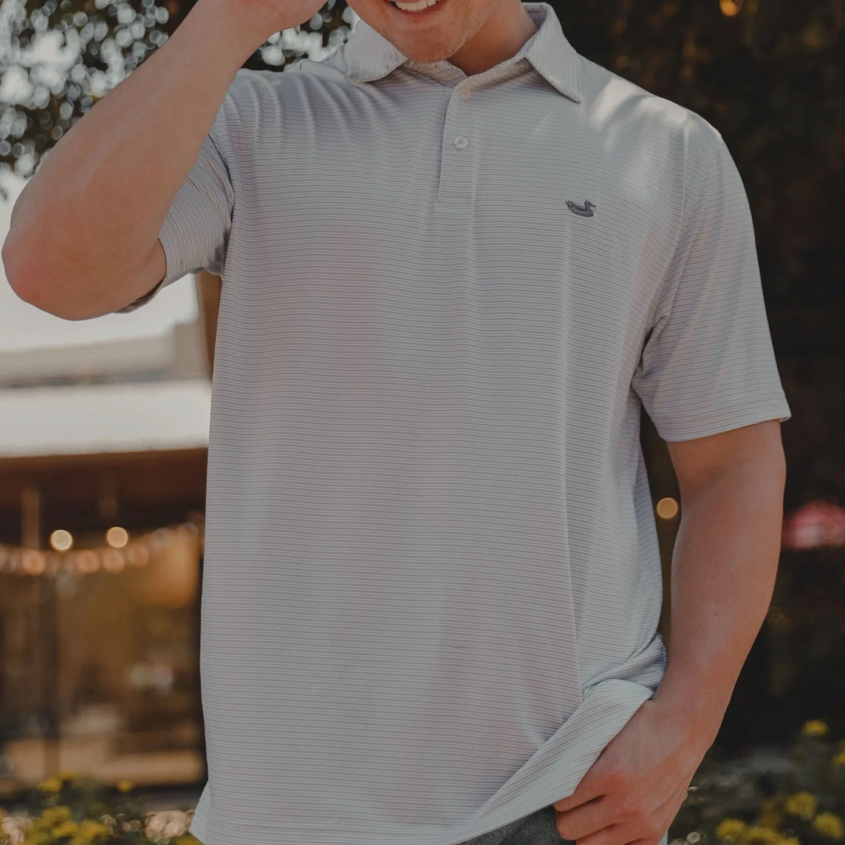Southern Marsh 21 Bermuda Performance Polo - Clearwater Stripe