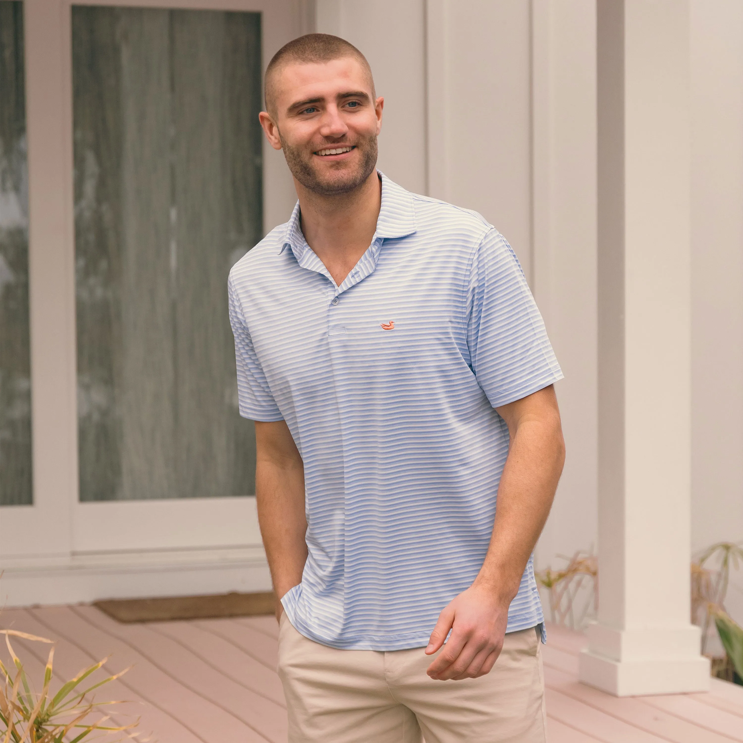 Southern Marsh 21 Bermuda Performance Polo - Domingo Stripe