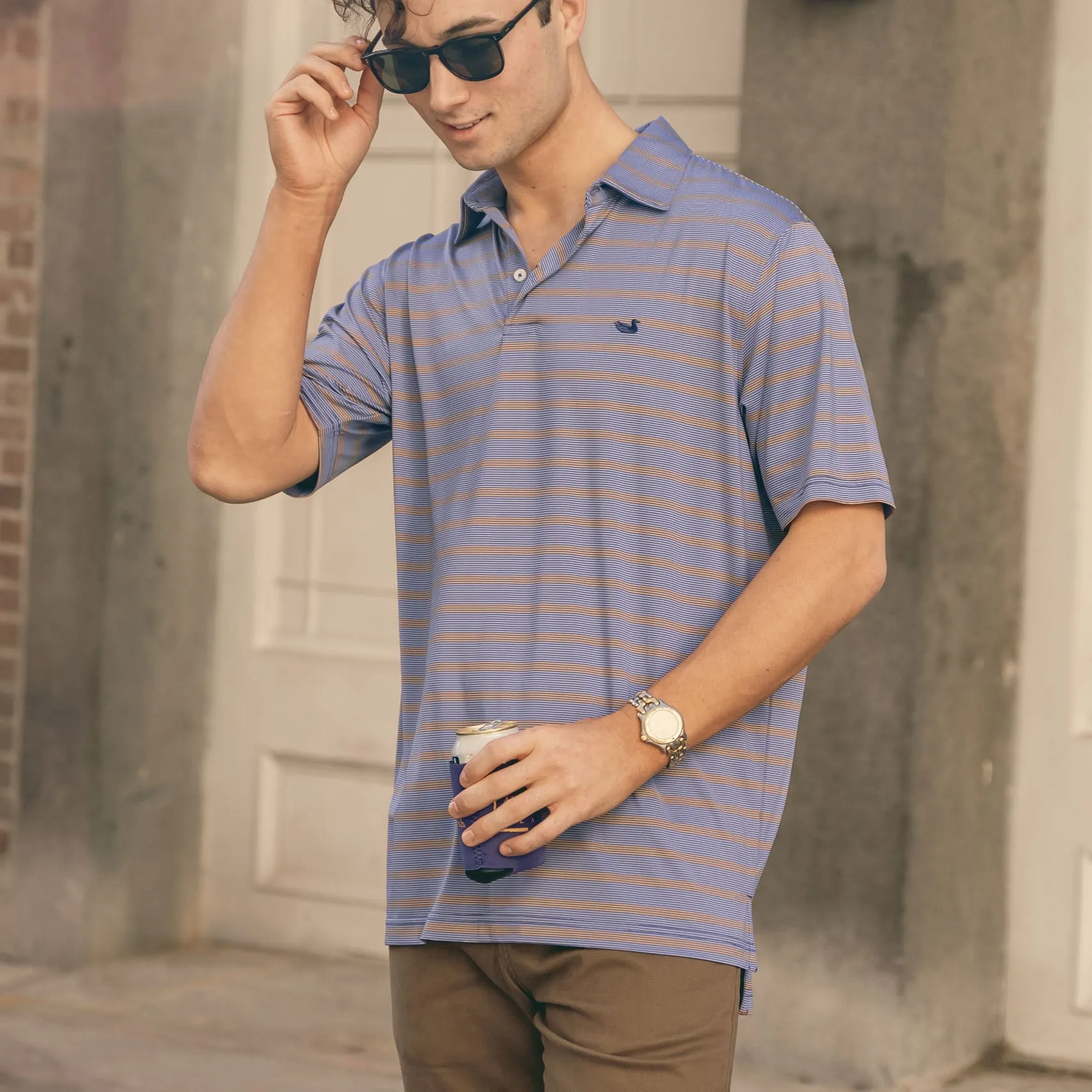 Southern Marsh 21 Bermuda Performance Polo - Panama Stripe
