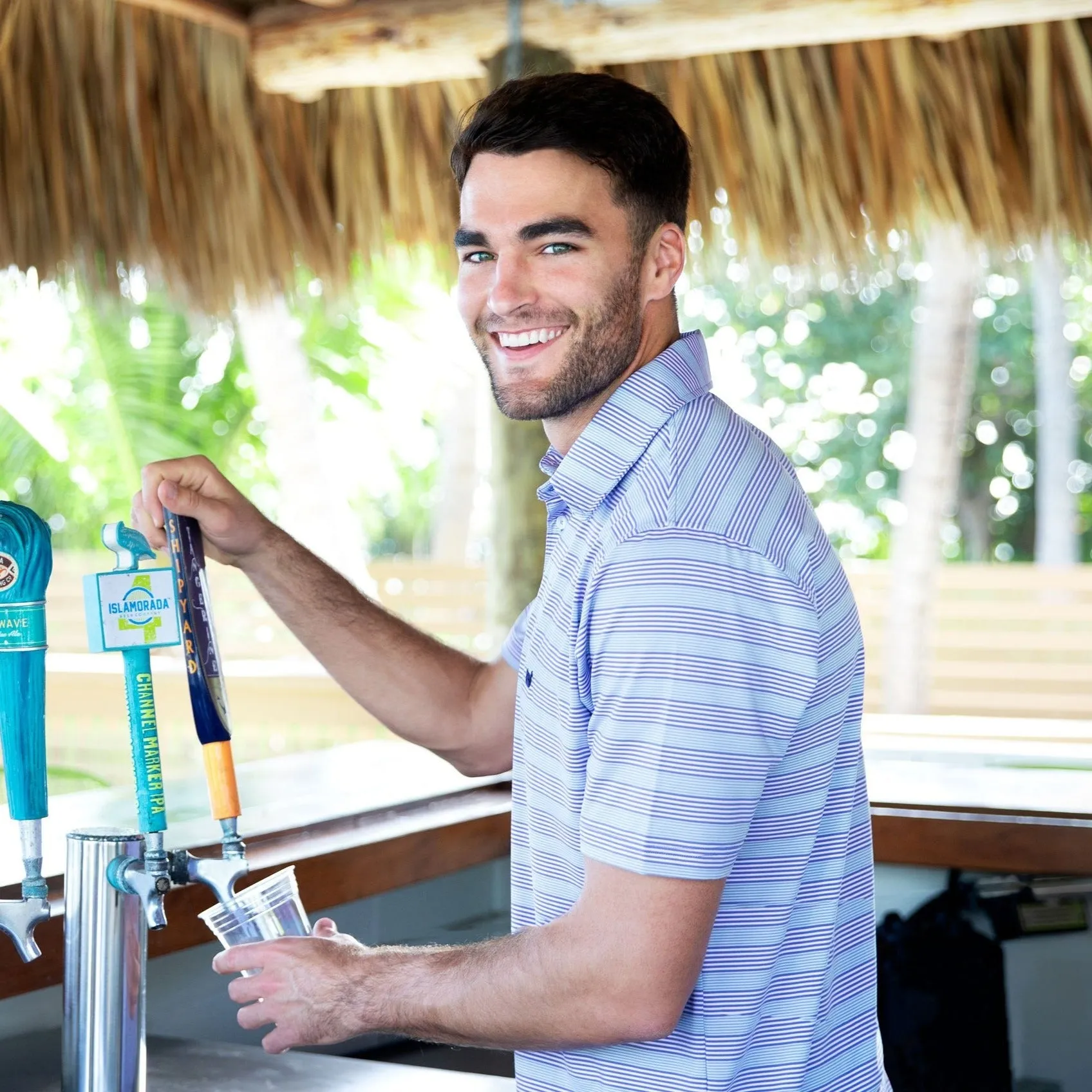 Southern Marsh 21 Bermuda Performance Polo - Pensacola Stripe