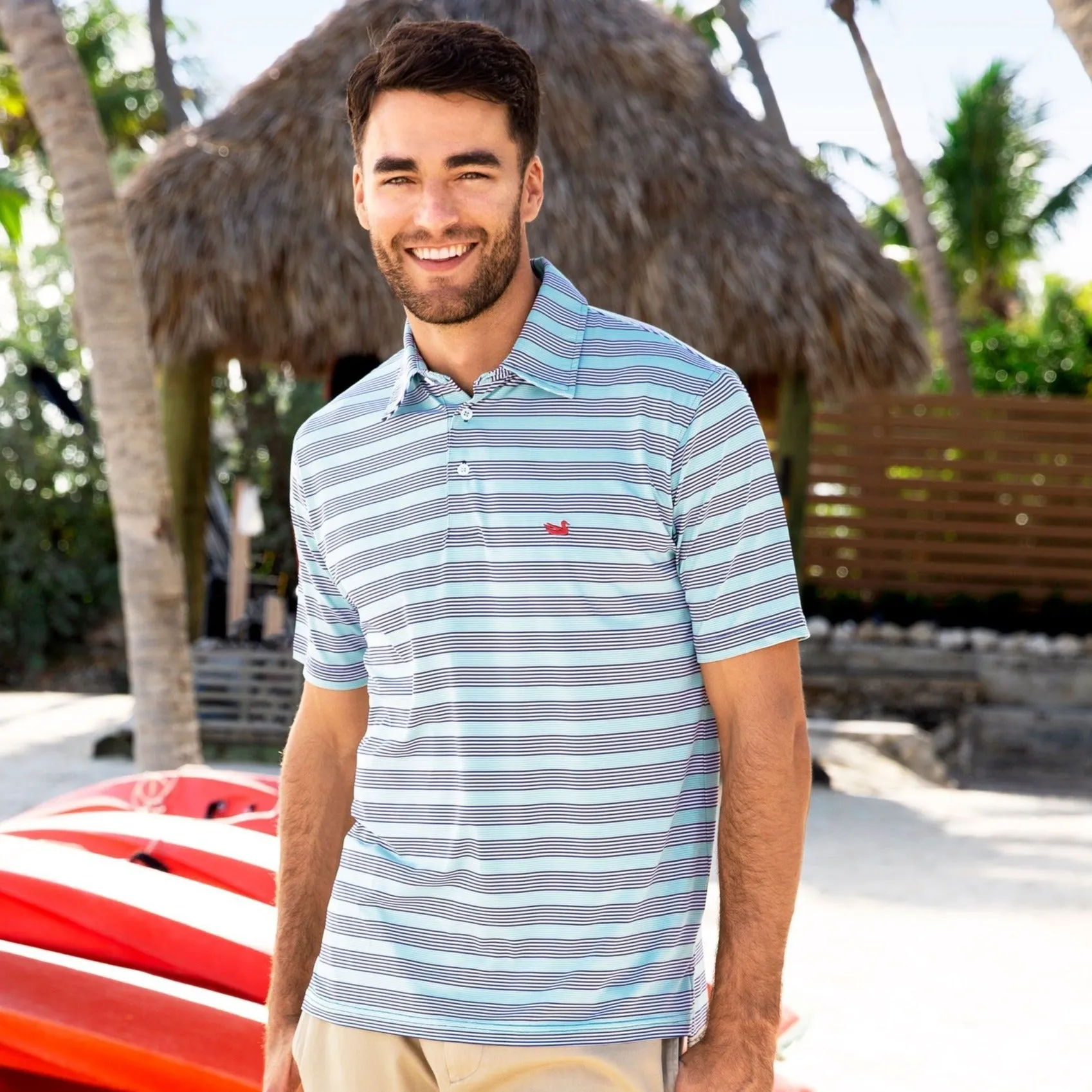 Southern Marsh 21 Bermuda Performance Polo - Pensacola Stripe