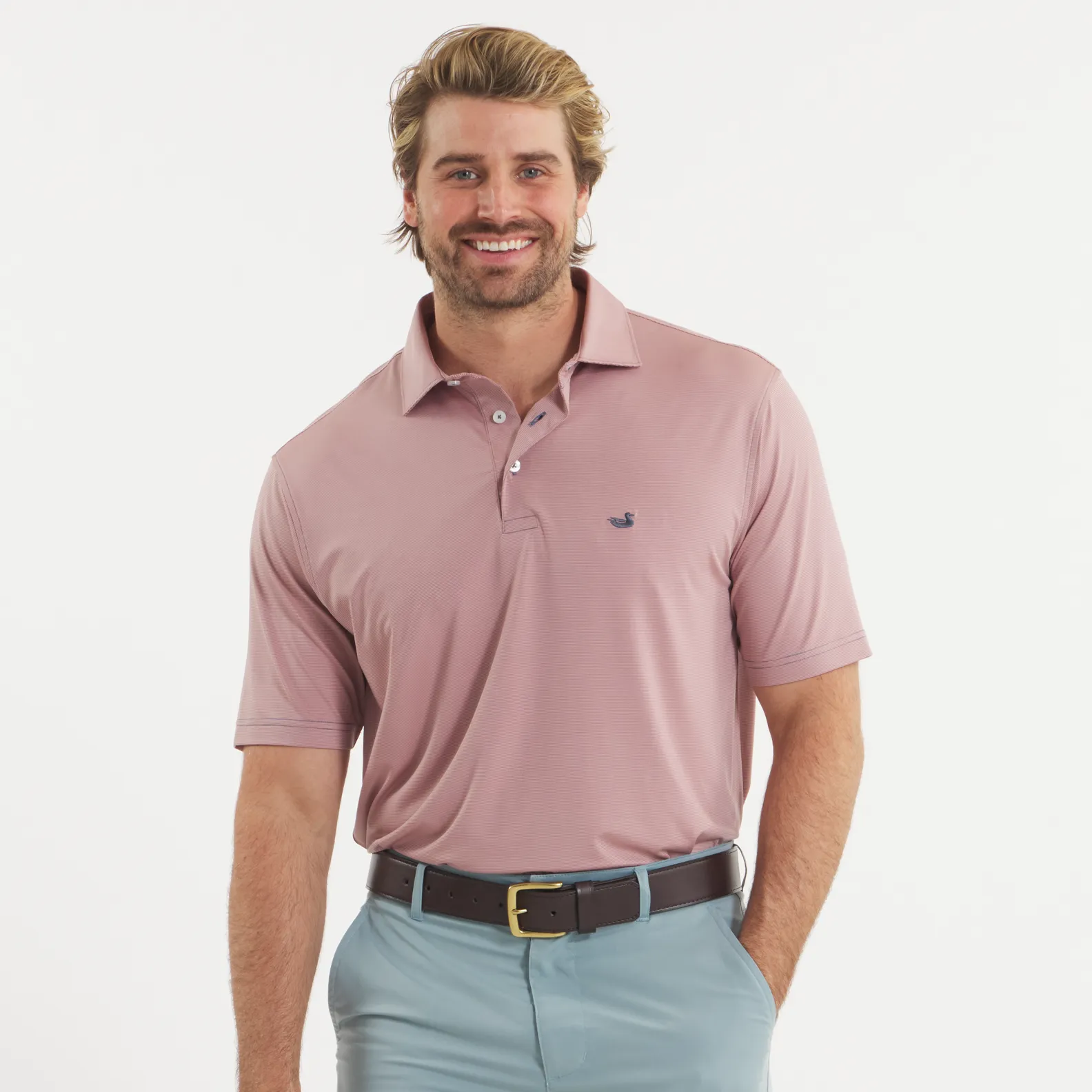 Southern Marsh 21 Bermuda Performance Polo - Wellington Stripe