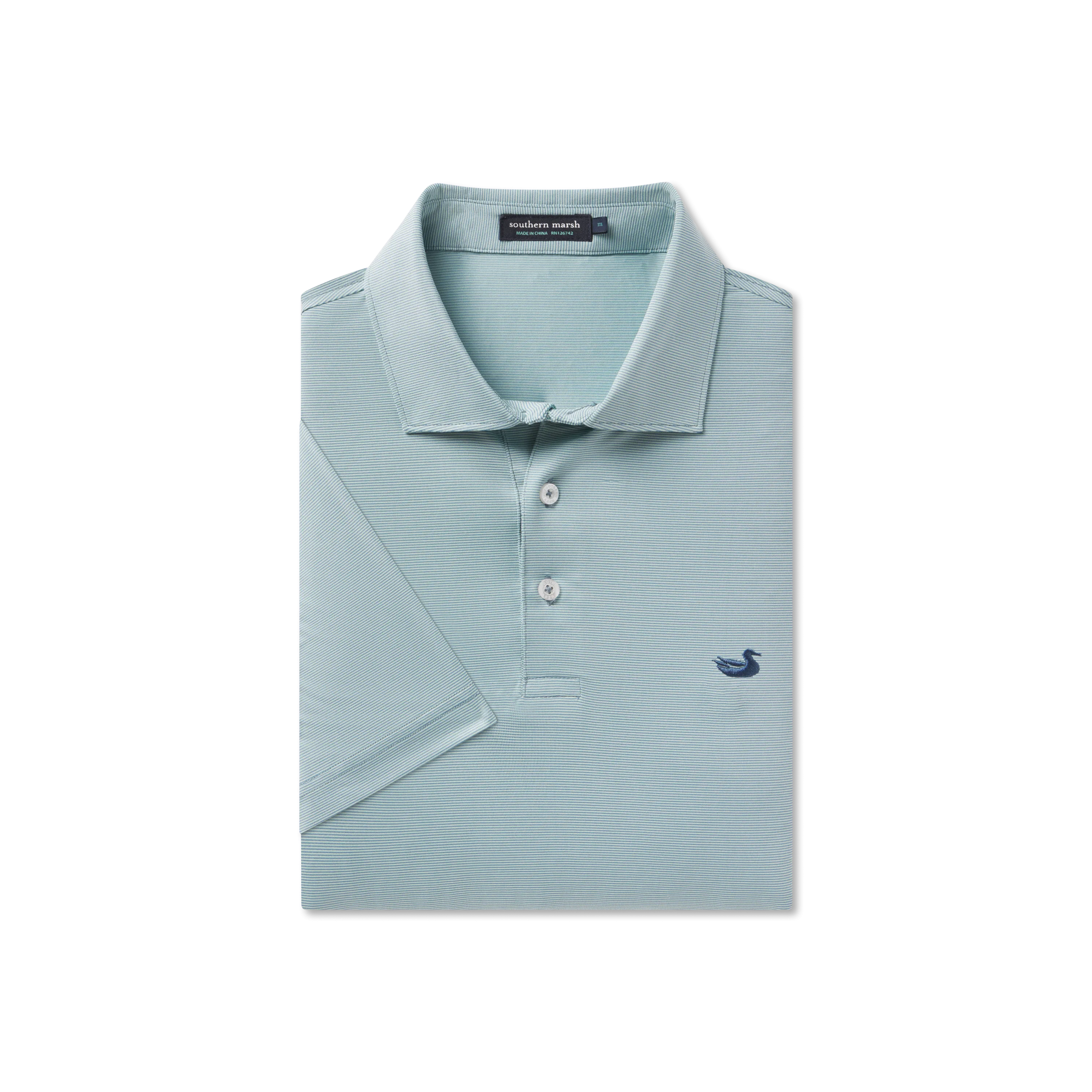 Southern Marsh 21 Bermuda Performance Polo - Wellington Stripe