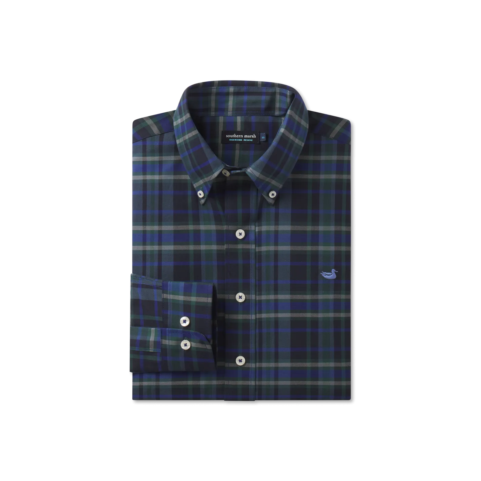 Southern Marsh 21 Blanco Plaid Dress Shirt