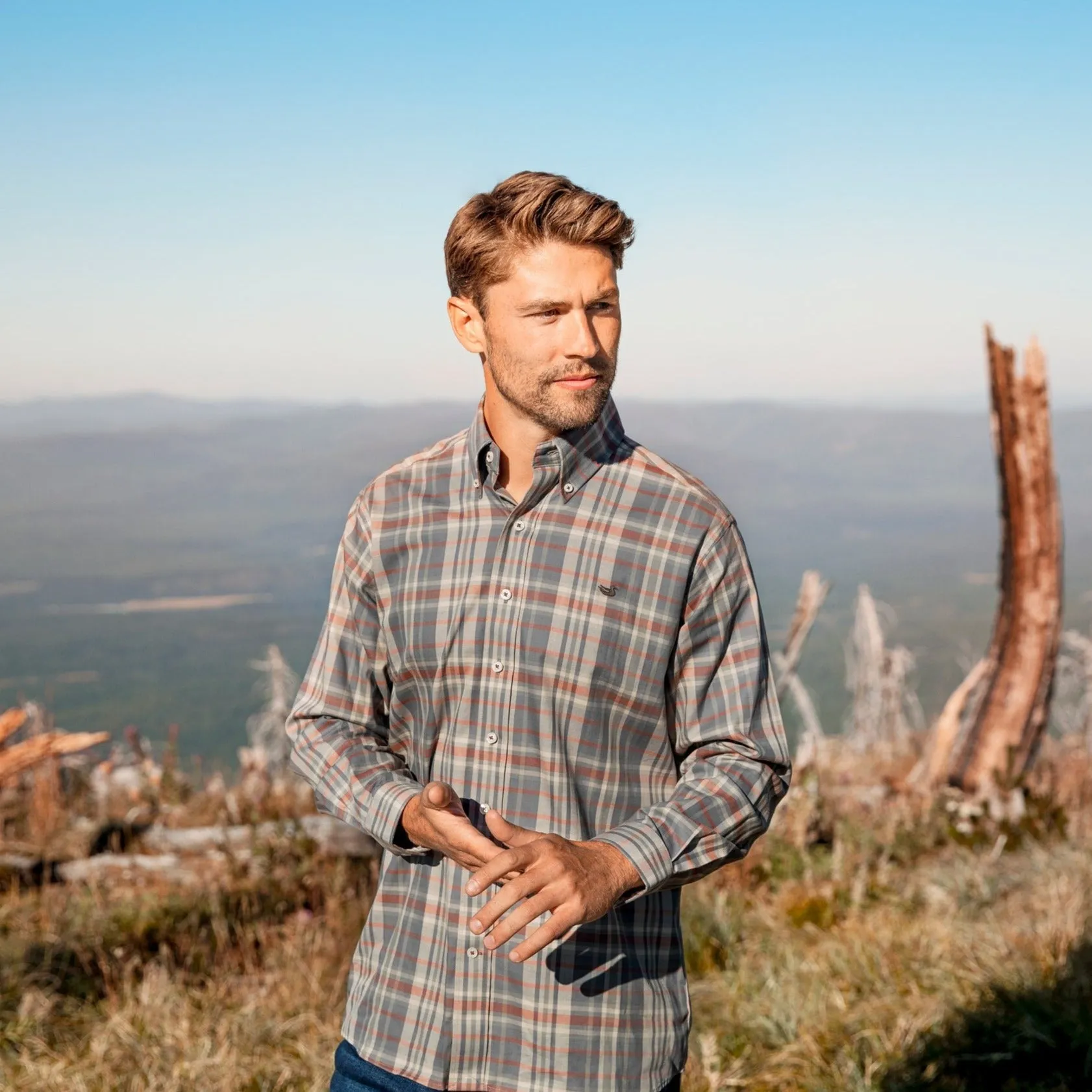 Southern Marsh 21 Blanco Plaid Dress Shirt