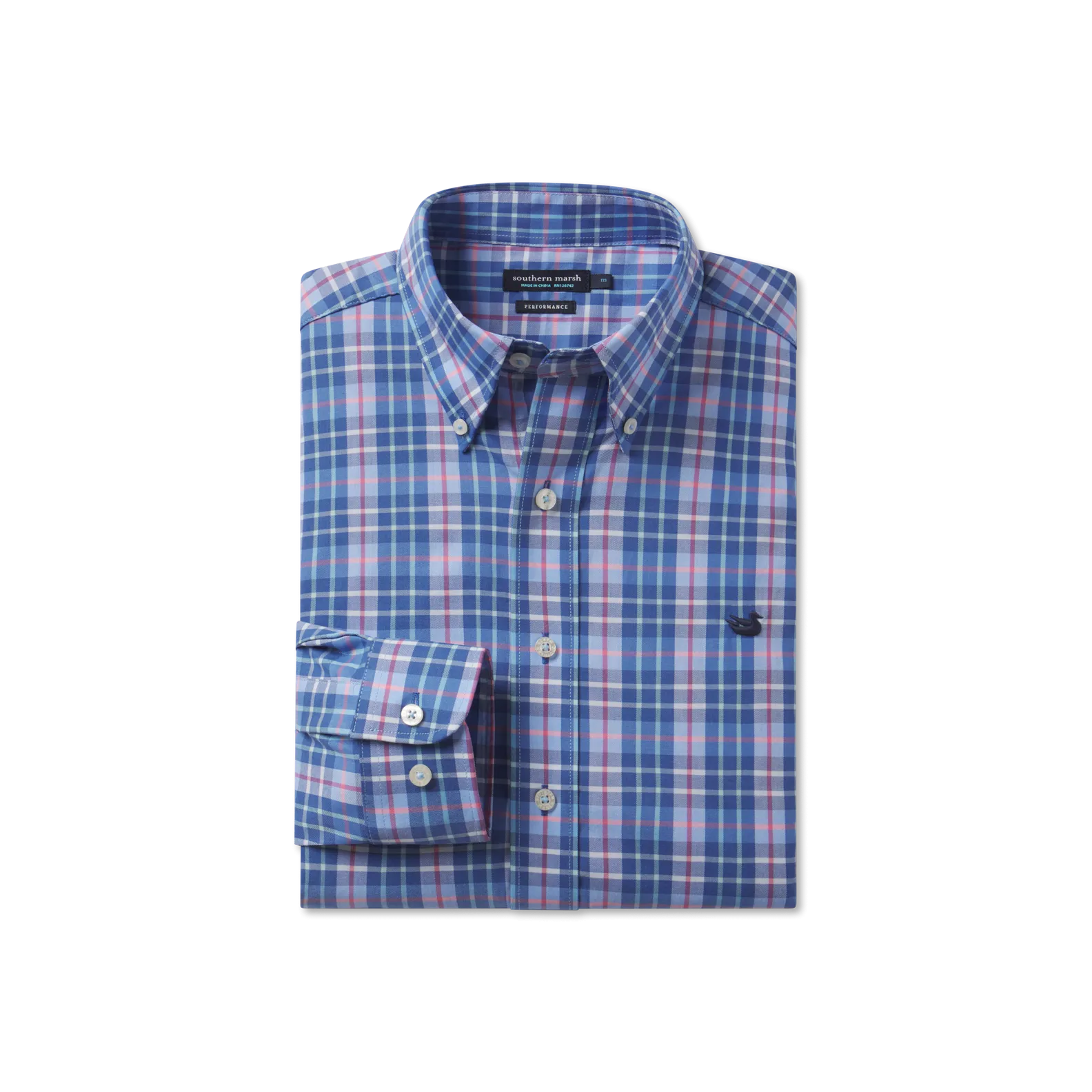 Southern Marsh 21 Bluefish Performance Plaid Dress Shirt