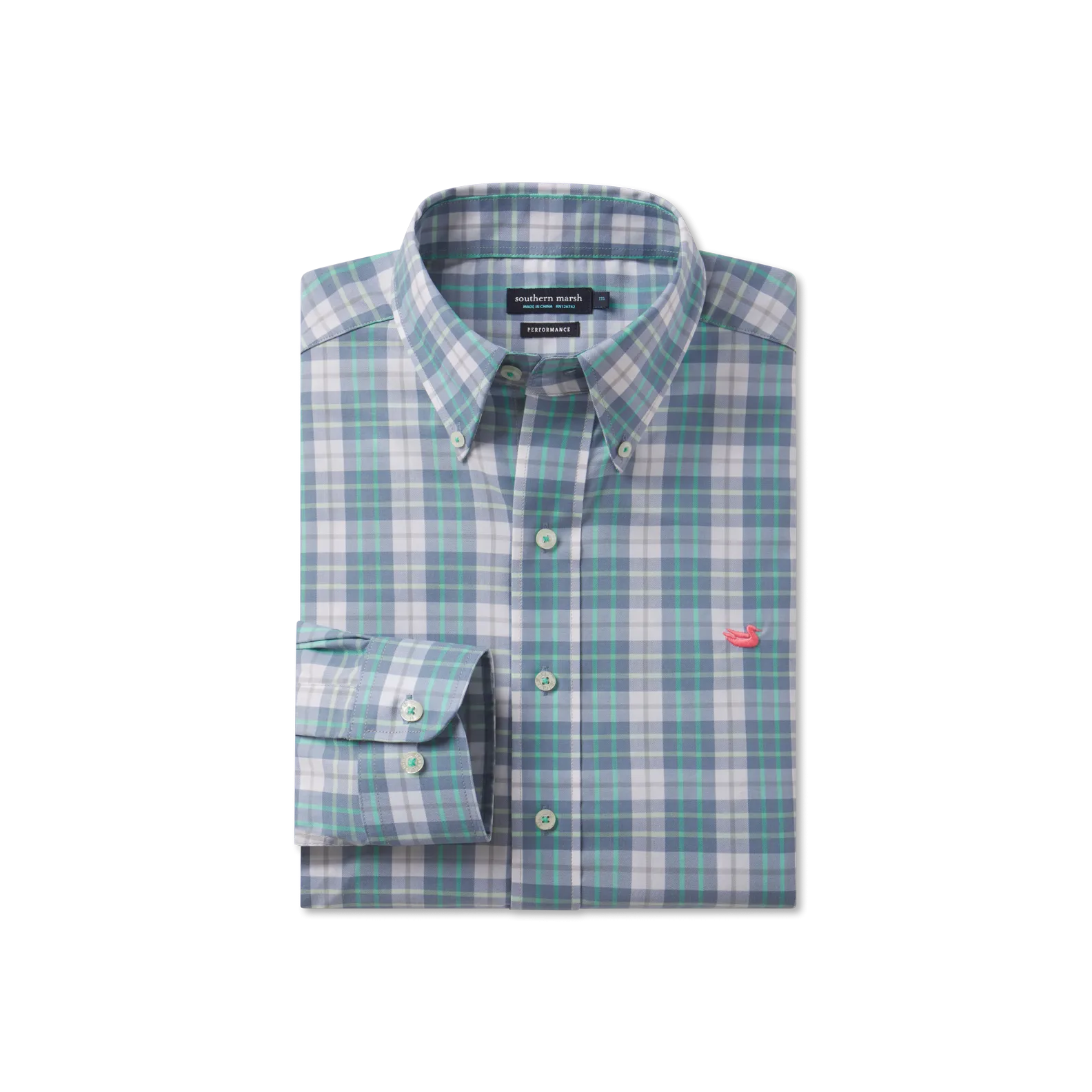 Southern Marsh 21 Bluefish Performance Plaid Dress Shirt