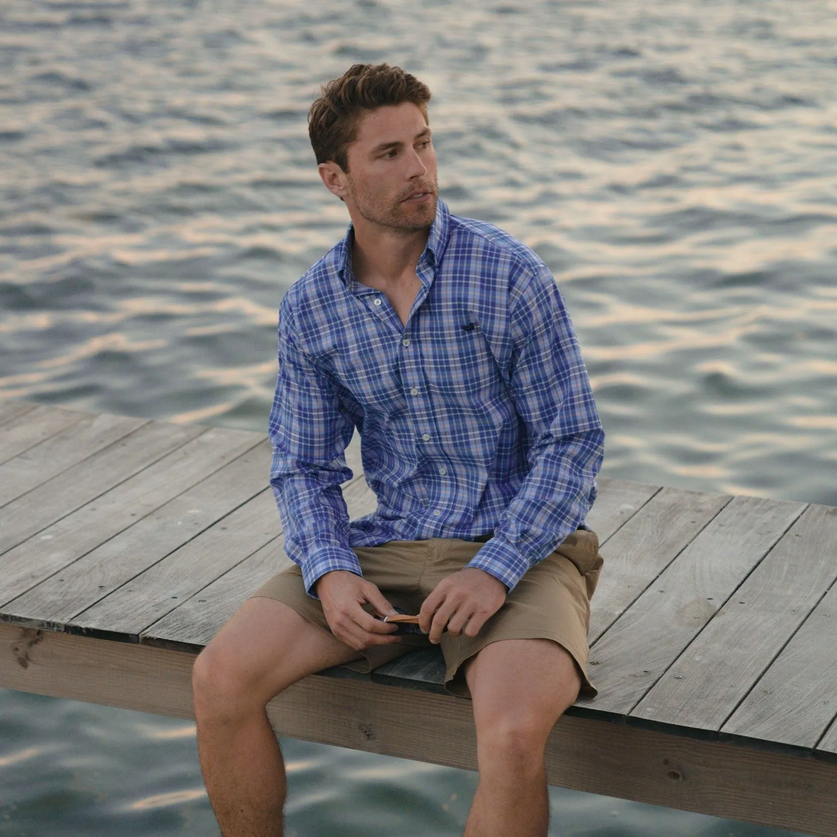 Southern Marsh 21 Bluefish Performance Plaid Dress Shirt