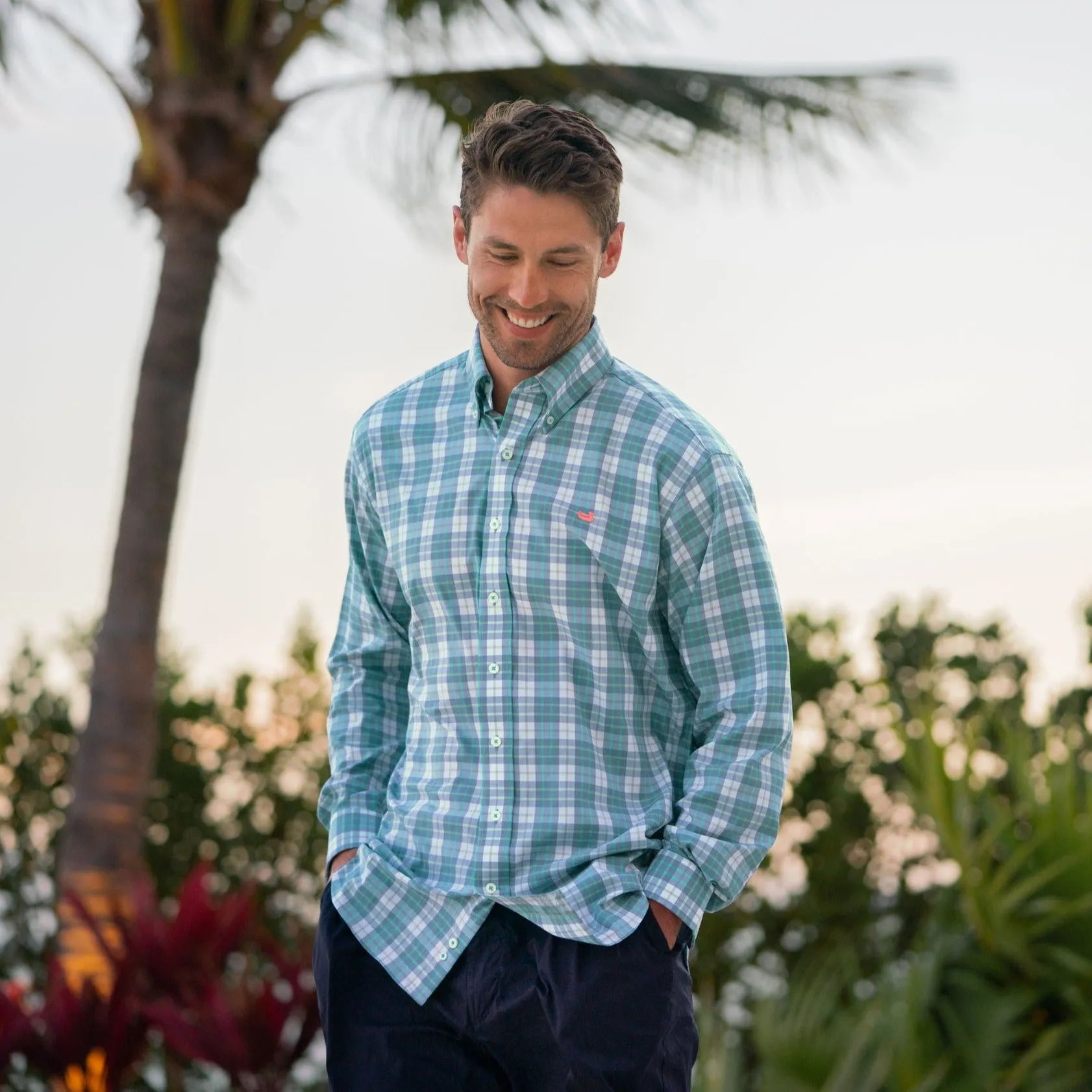 Southern Marsh 21 Bluefish Performance Plaid Dress Shirt