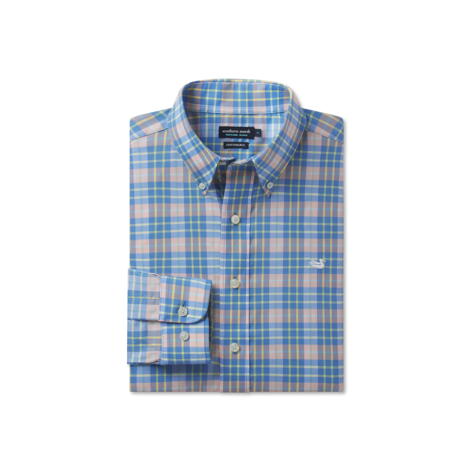 Southern Marsh 21 Bluefish Performance Plaid Dress Shirt