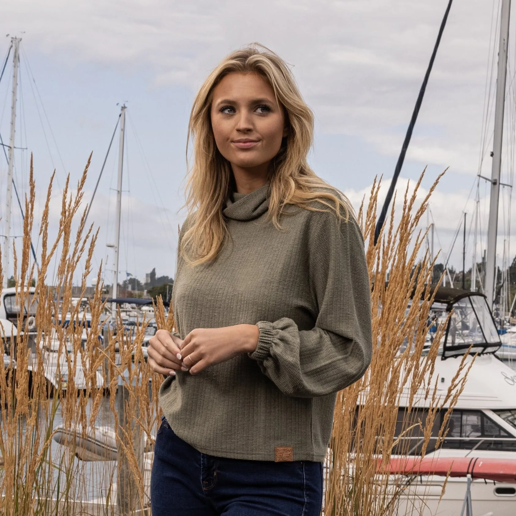 Southern Marsh 21 Carolina Cozy Knit Funnel Neck Sweater