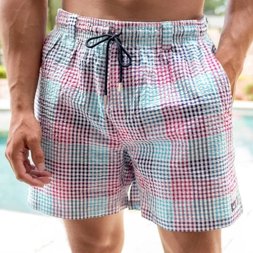 Southern Marsh 21 Dockside Swim Trunk - Seersucker Gingham