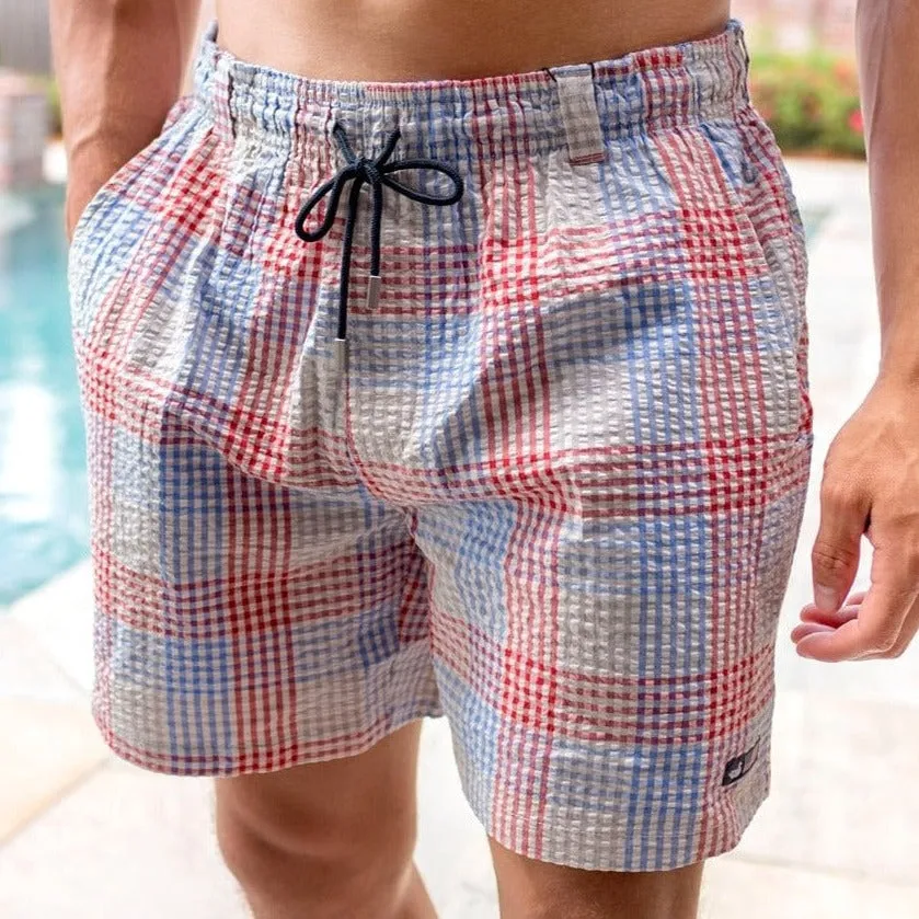 Southern Marsh 21 Dockside Swim Trunk - Seersucker Gingham