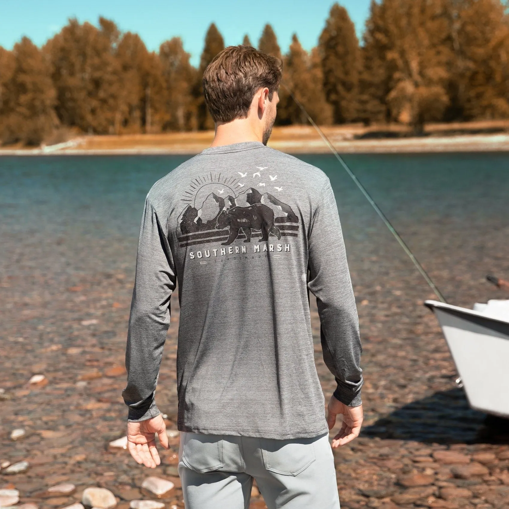 Southern Marsh 21 FieldTec™ Heathered Performance Tee - Bear - Long Sleeve