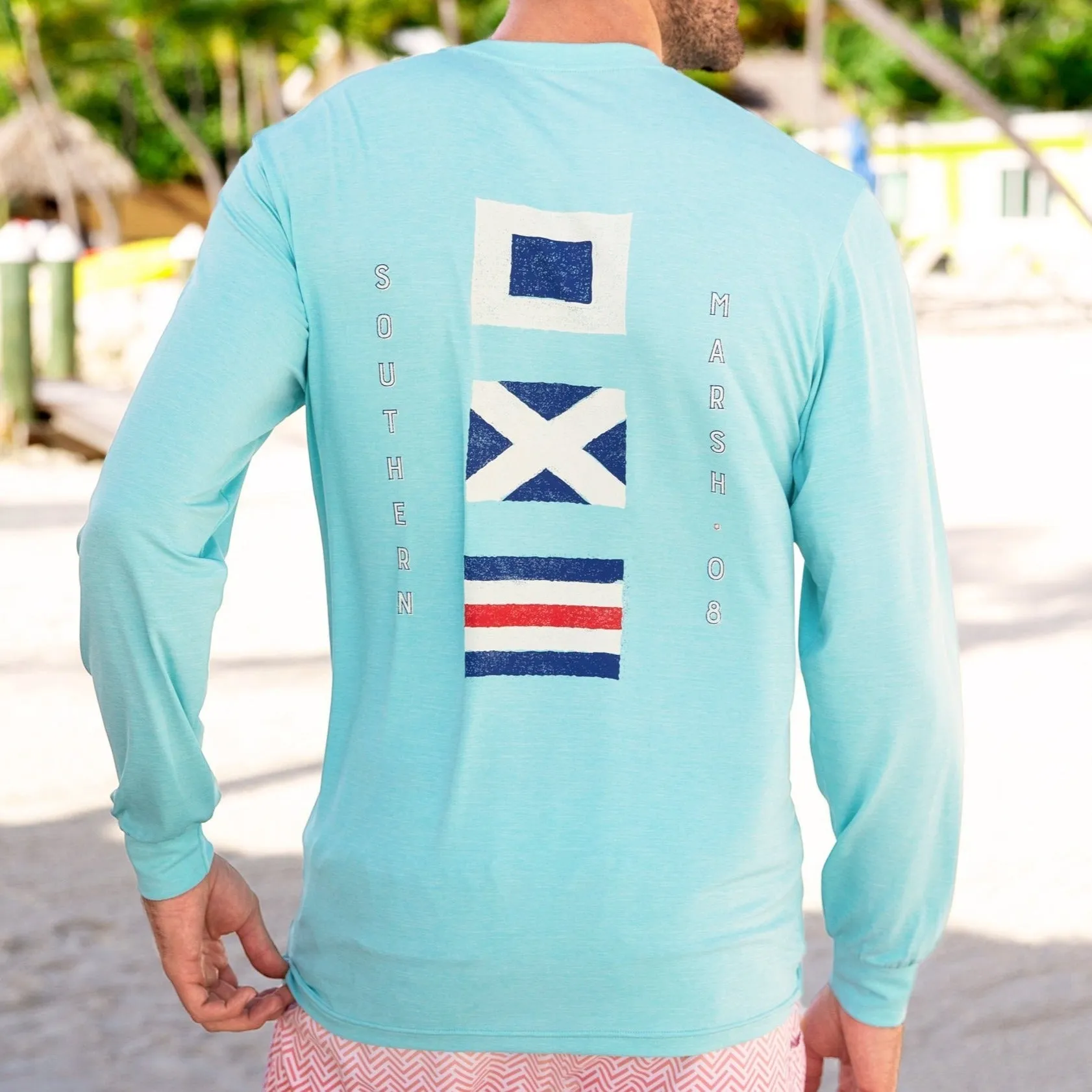 Southern Marsh 21 FieldTec™ Heathered Performance Tee - Flags - Long Sleeve